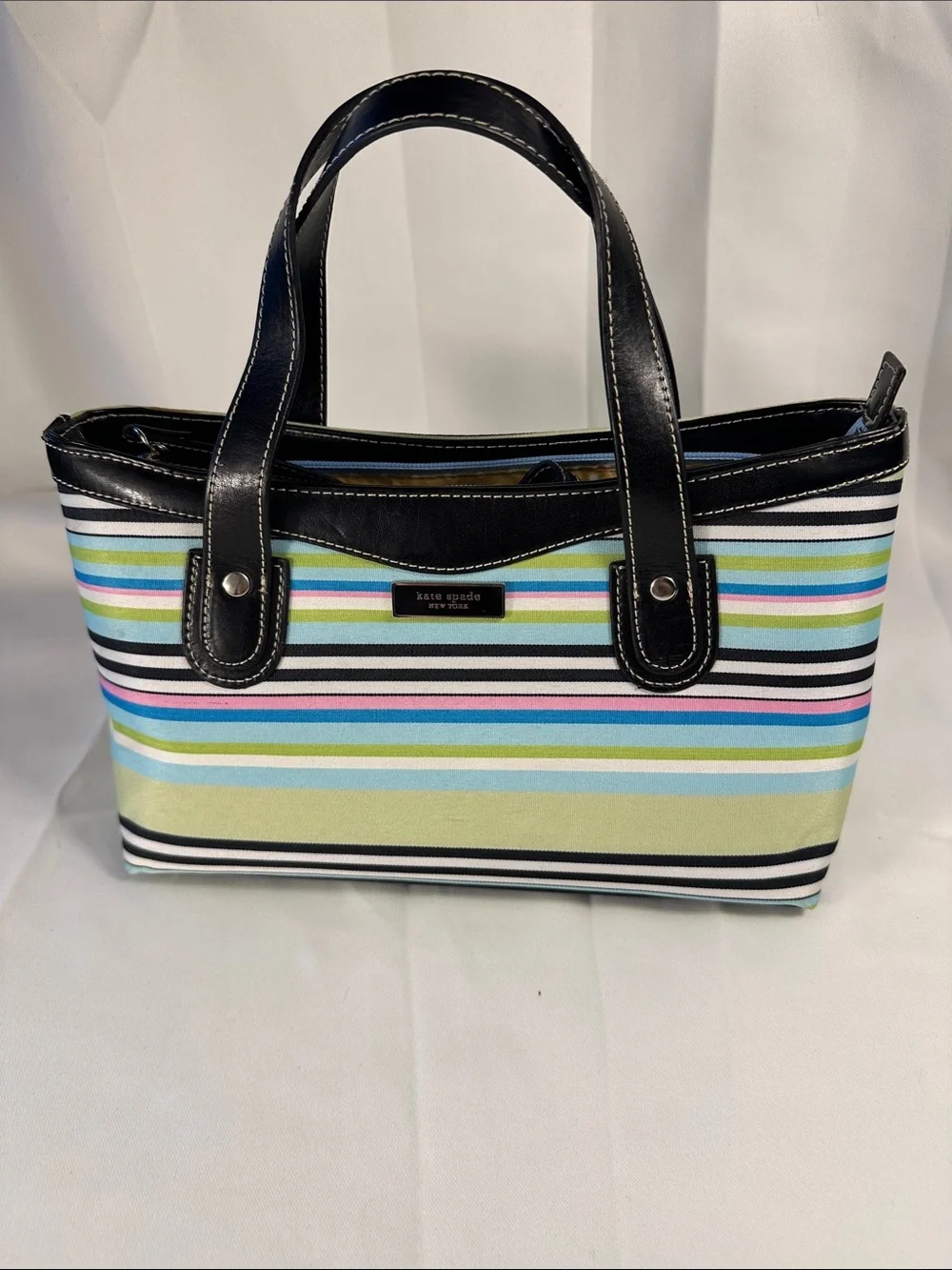 3piece Vintage kate spade Multicolor Stripe Tote w/ Wallet and checkbook holder